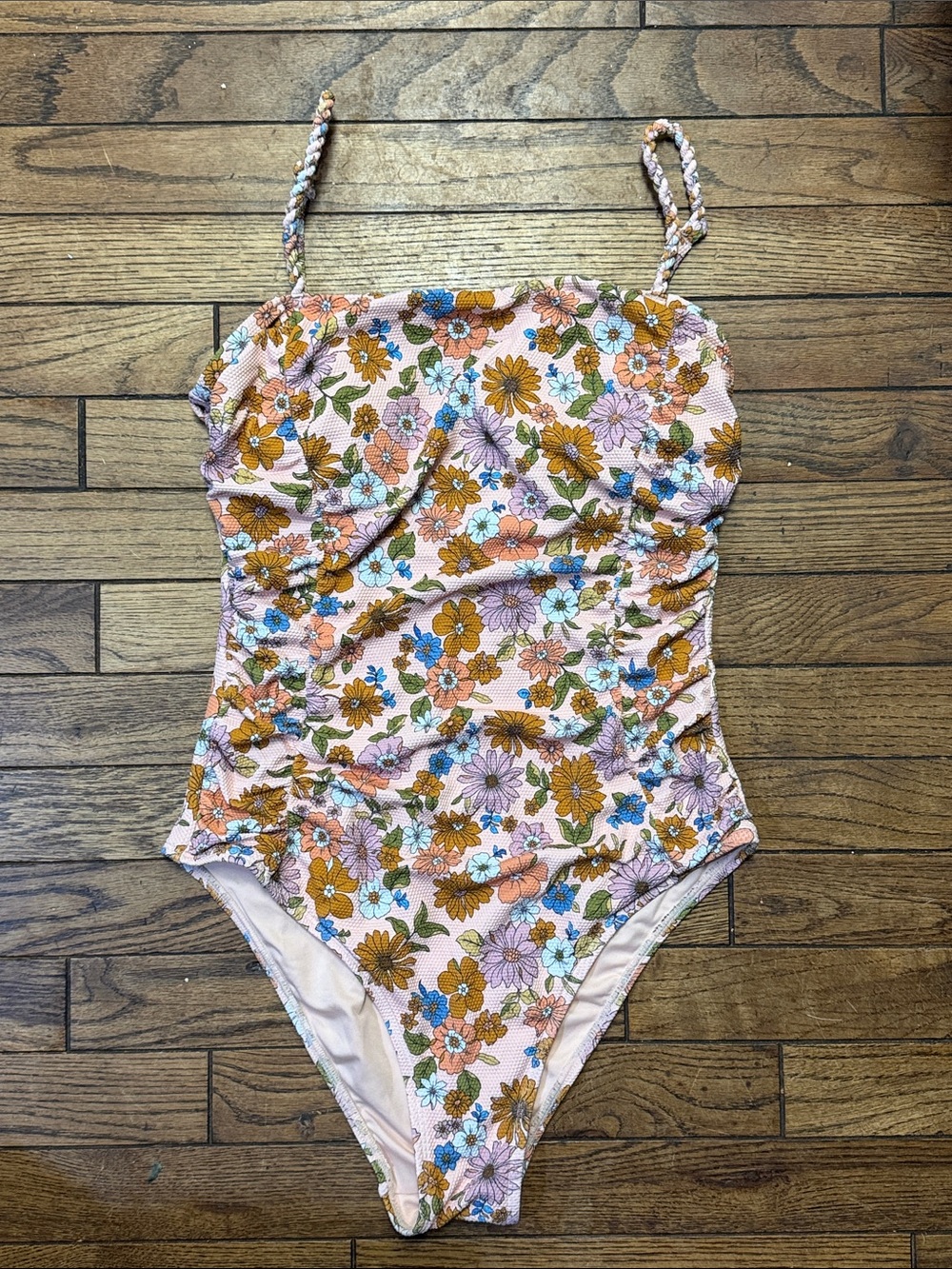 Cupshe Pink Floral One-Piece Swimsuit with Braided Straps